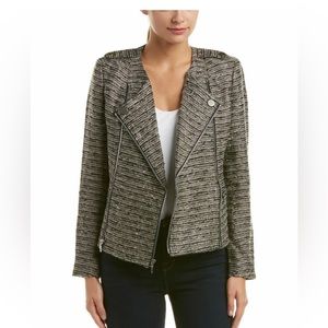 TART Collections Amber Grey Silver Tweed Double Zip Blazer Jacket Sz Large